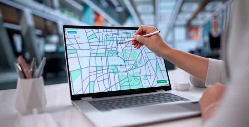 Digital Technician Navigating GPS Map To Locate Patient's Location