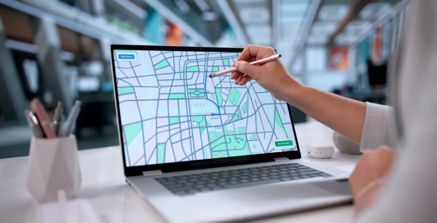 Digital Technician Navigating GPS Map To Locate Patient's Location