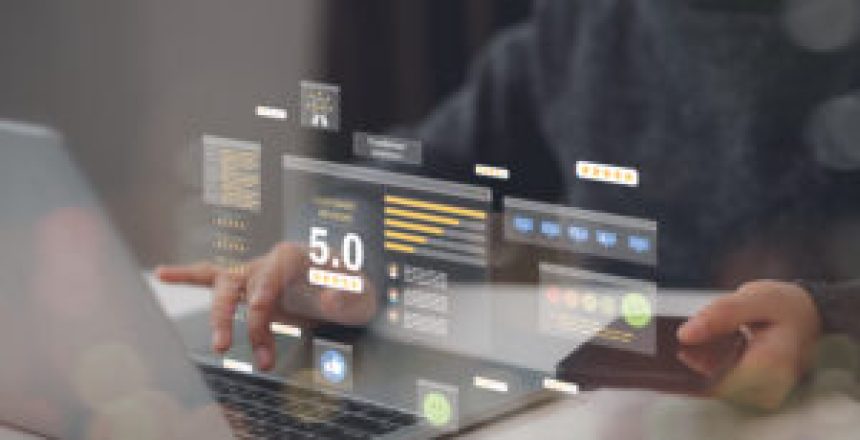 Consumers give Stars and feedback reviews for quality and business reputation ranking from buyers, online customer satisfaction survey service concept. Users give Rate service from experience.